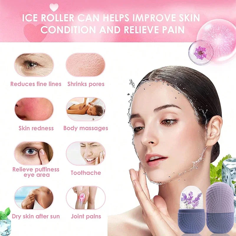The Cooling Sculpt Ice Roller - A reusable facial ice roller designed to help reduce puffiness and refresh the skin. Provides a cooling massage that supports a smoother, more radiant look. Suitable for daily skincare routines.