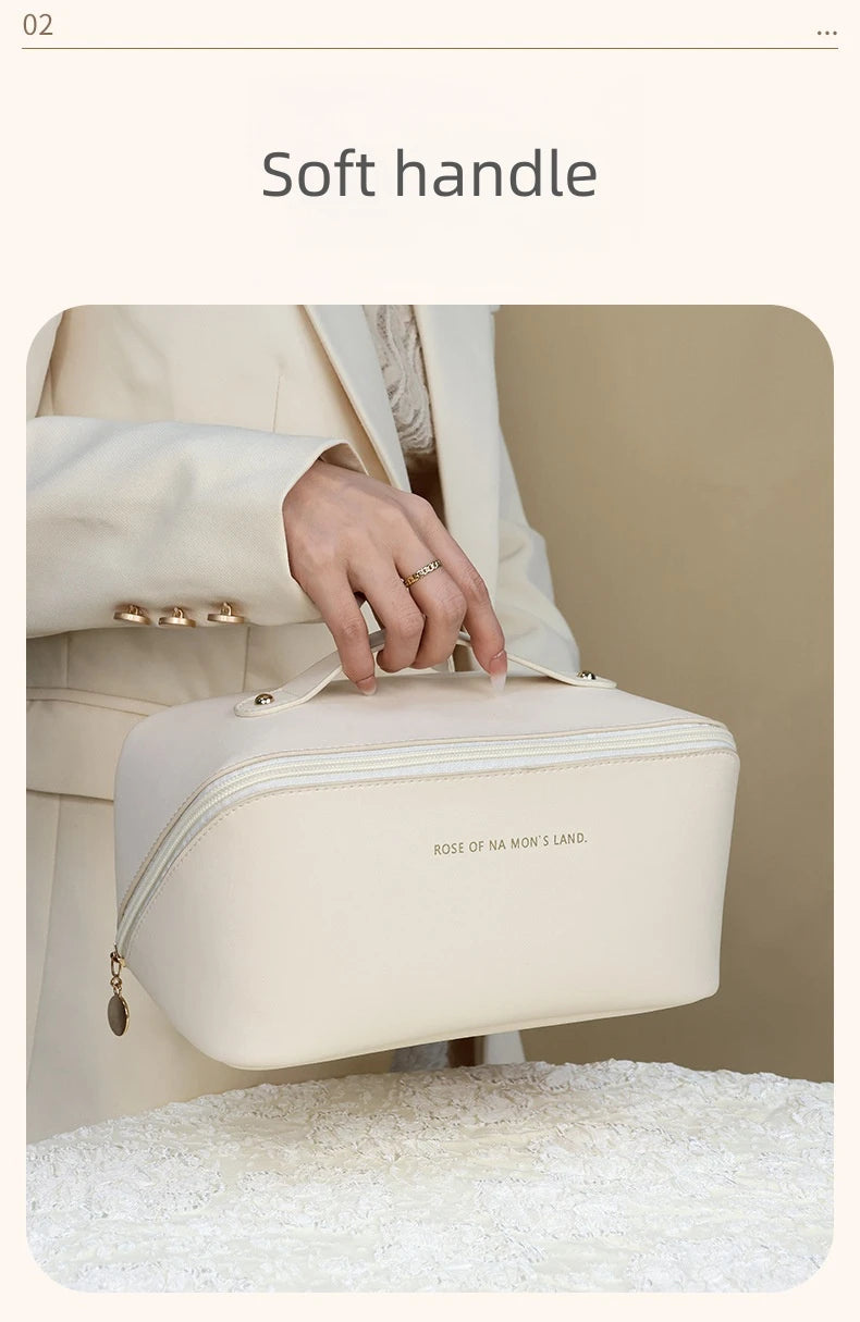 Luxury Makeup & Skincare Travel Bag - A spacious travel bag designed to hold makeup and skincare products securely. Structured design keeps items organized and protected. Perfect for trips, vacations, or everyday organization.