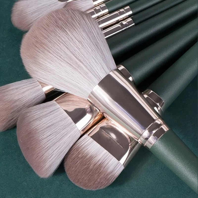 14-Piece Makeup Brush Set - Nylon Bristles - A 14-piece brush collection for foundation, contour, blush, and eye makeup. Soft nylon bristles ensure smooth blending. Comfortable handles give better grip and control. Ideal for beginners and beauty lovers.