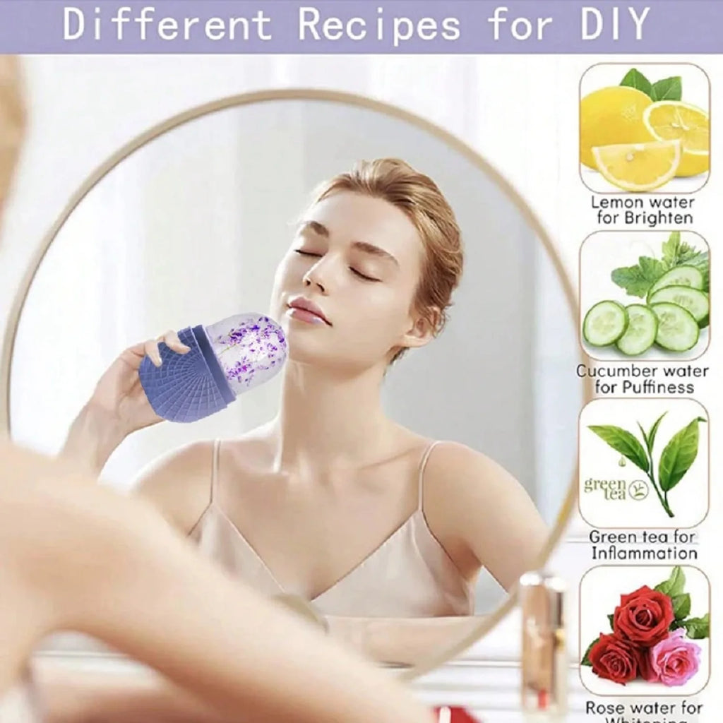 The Cooling Sculpt Ice Roller - A reusable facial ice roller designed to help reduce puffiness and refresh the skin. Provides a cooling massage that supports a smoother, more radiant look. Suitable for daily skincare routines.