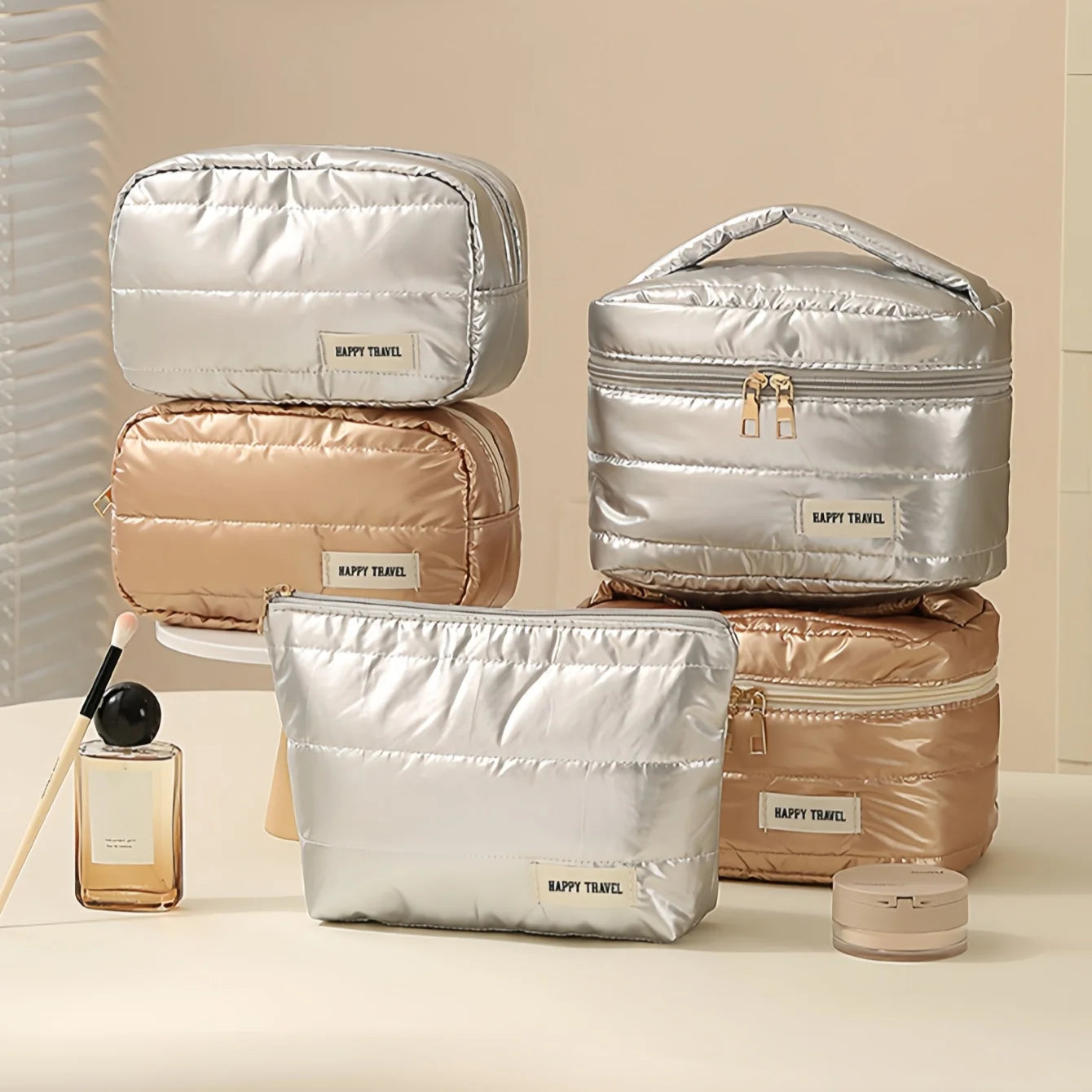 The Luxe Travel Beauty Organizer - An elegant beauty organizer with multiple compartments for easy storage. Designed to keep makeup and toiletries organized and accessible. Ideal for travel or vanity use.