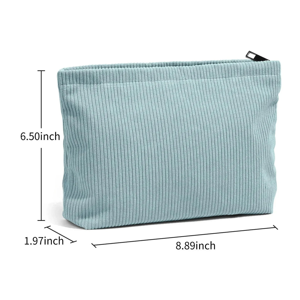 Corduroy Cosmetic Bag - Soft Travel Case A soft corduroy cosmetic bag with a stylish look and roomy interior. Ideal for storing makeup, brushes, and small skincare items. Lightweight, durable, and easy to carry for travel or daily use.