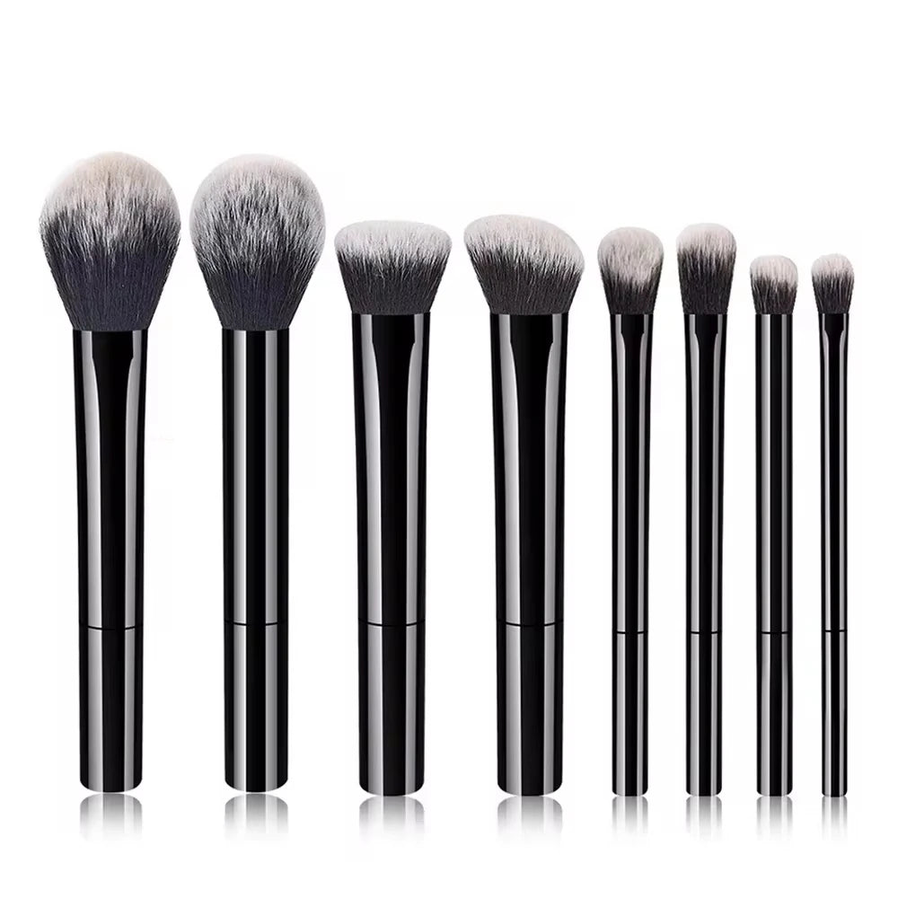 The Essential 8-Piece Brush Collection - A compact 8-piece brush set for simple and precise makeup application. Soft synthetic fibers allow easy blending and smooth finish. Lightweight and easy to clean. Great for travel or minimal makeup kits.