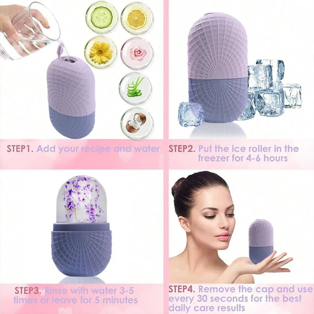 The Cooling Sculpt Ice Roller - A reusable facial ice roller designed to help reduce puffiness and refresh the skin. Provides a cooling massage that supports a smoother, more radiant look. Suitable for daily skincare routines.