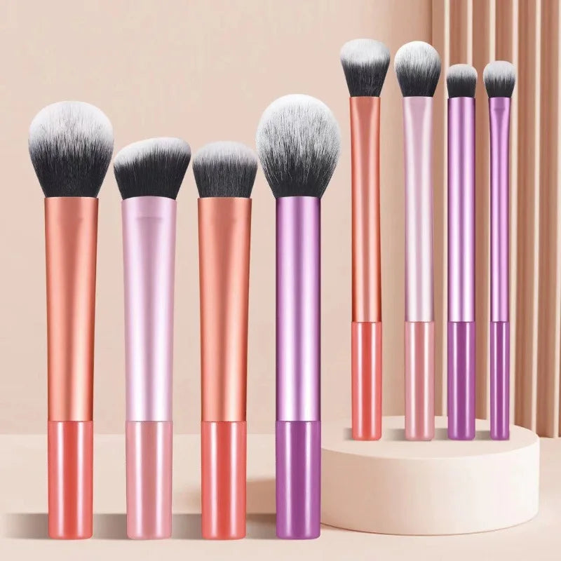 The Essential 8-Piece Brush Collection - A compact 8-piece brush set for simple and precise makeup application. Soft synthetic fibers allow easy blending and smooth finish. Lightweight and easy to clean. Great for travel or minimal makeup kits.