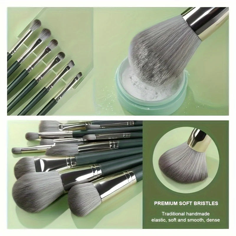 14-Piece Makeup Brush Set - Nylon Bristles - A 14-piece brush collection for foundation, contour, blush, and eye makeup. Soft nylon bristles ensure smooth blending. Comfortable handles give better grip and control. Ideal for beginners and beauty lovers.