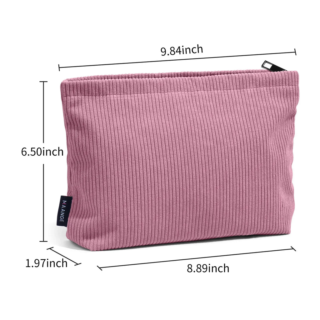 Corduroy Cosmetic Bag - Soft Travel Case A soft corduroy cosmetic bag with a stylish look and roomy interior. Ideal for storing makeup, brushes, and small skincare items. Lightweight, durable, and easy to carry for travel or daily use.