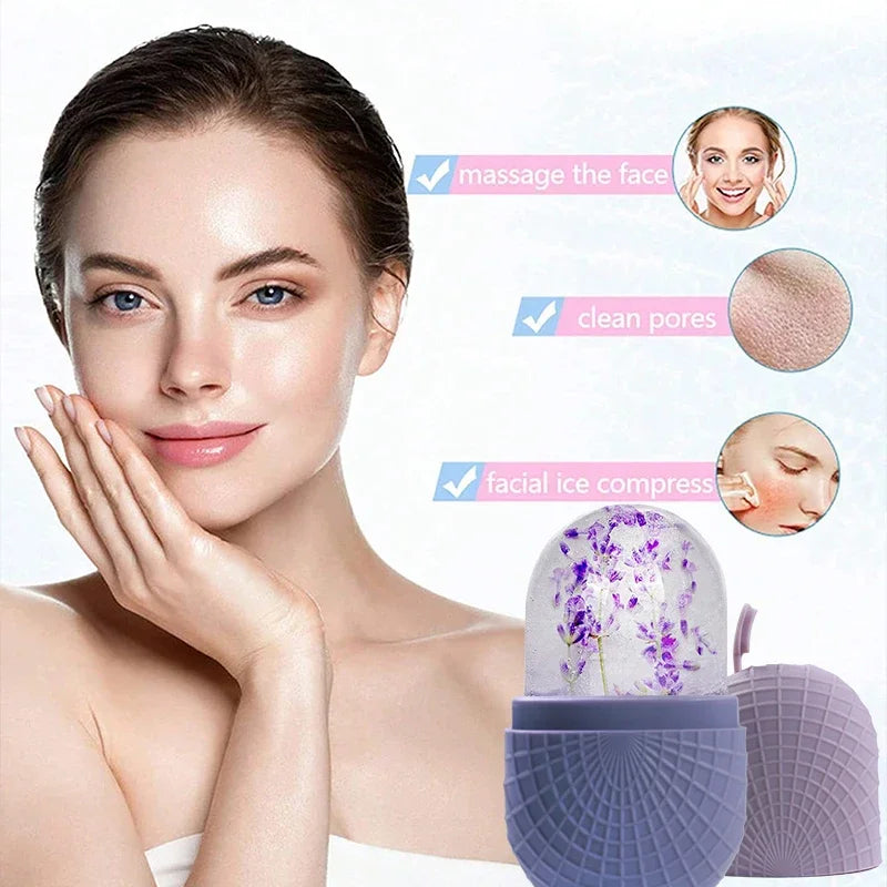 The Cooling Sculpt Ice Roller - A reusable facial ice roller designed to help reduce puffiness and refresh the skin. Provides a cooling massage that supports a smoother, more radiant look. Suitable for daily skincare routines.