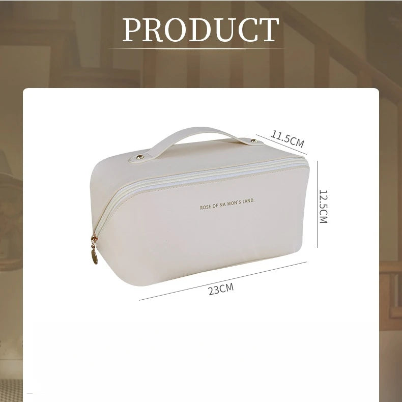 Luxury Makeup & Skincare Travel Bag - A spacious travel bag designed to hold makeup and skincare products securely. Structured design keeps items organized and protected. Perfect for trips, vacations, or everyday organization.