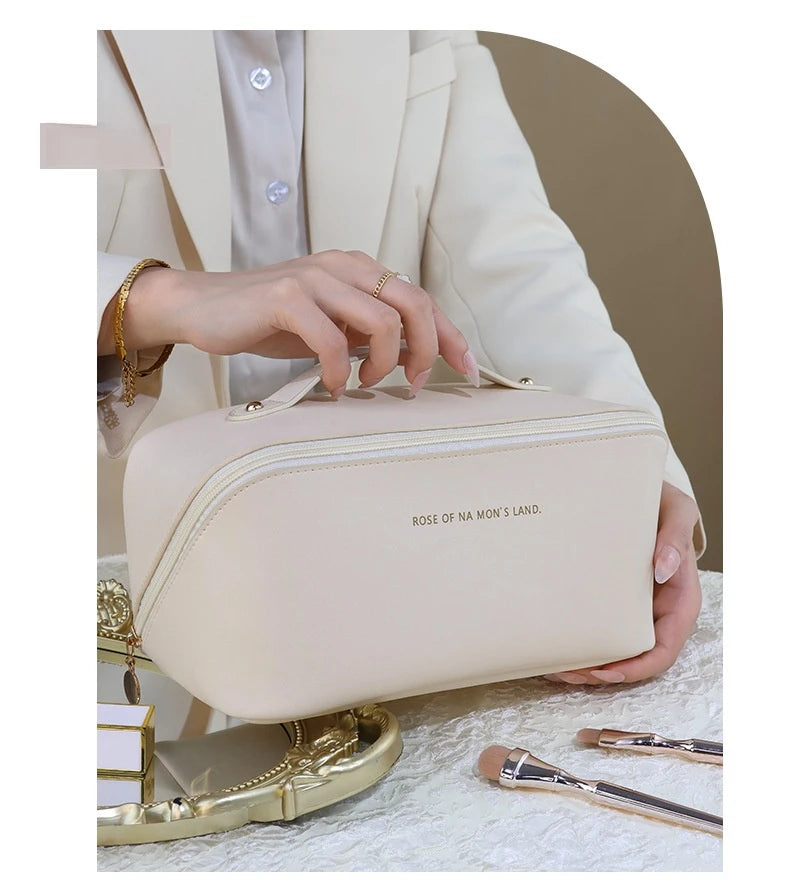 Luxury Makeup & Skincare Travel Bag - A spacious travel bag designed to hold makeup and skincare products securely. Structured design keeps items organized and protected. Perfect for trips, vacations, or everyday organization.