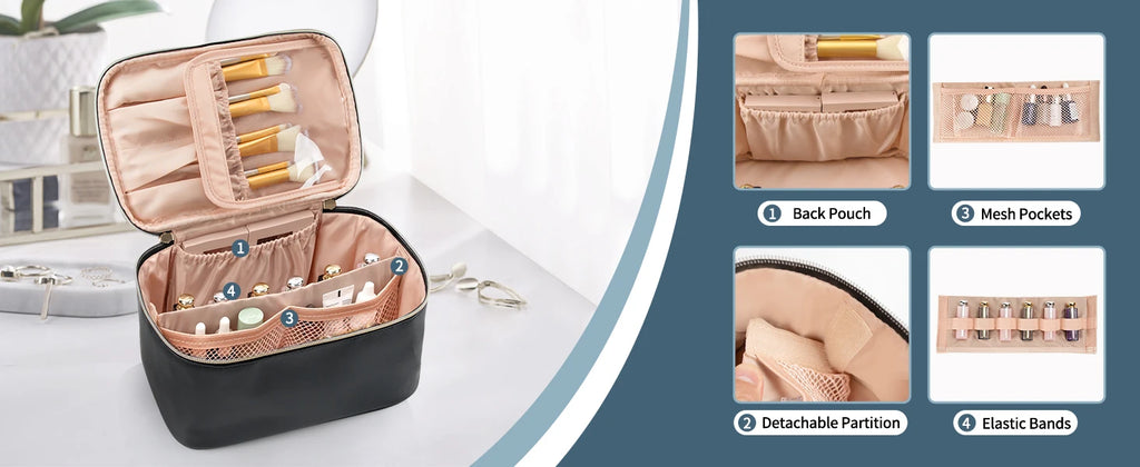 Portable Makeup Organizer. A compact makeup organizer designed to keep your beauty products neat and easy to find. Spacious enough for daily essentials while remaining lightweight and travel-friendly. Perfect for home use or on-the-go storage.
