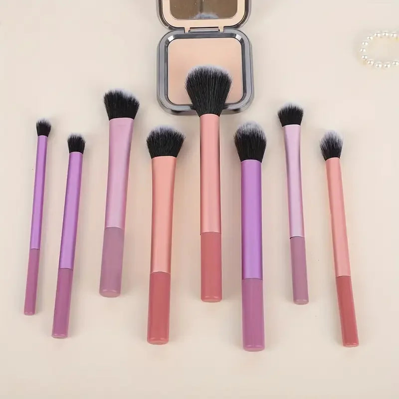 8-Piece soft Synthetic Makeup Brush Kit - A compact brush kit designed for natural looks and full glam finishes. Lightweight, soft and beginner-friendly.
