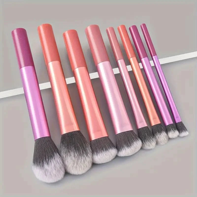 The Essential 8-Piece Brush Collection - A compact 8-piece brush set for simple and precise makeup application. Soft synthetic fibers allow easy blending and smooth finish. Lightweight and easy to clean. Great for travel or minimal makeup kits.
