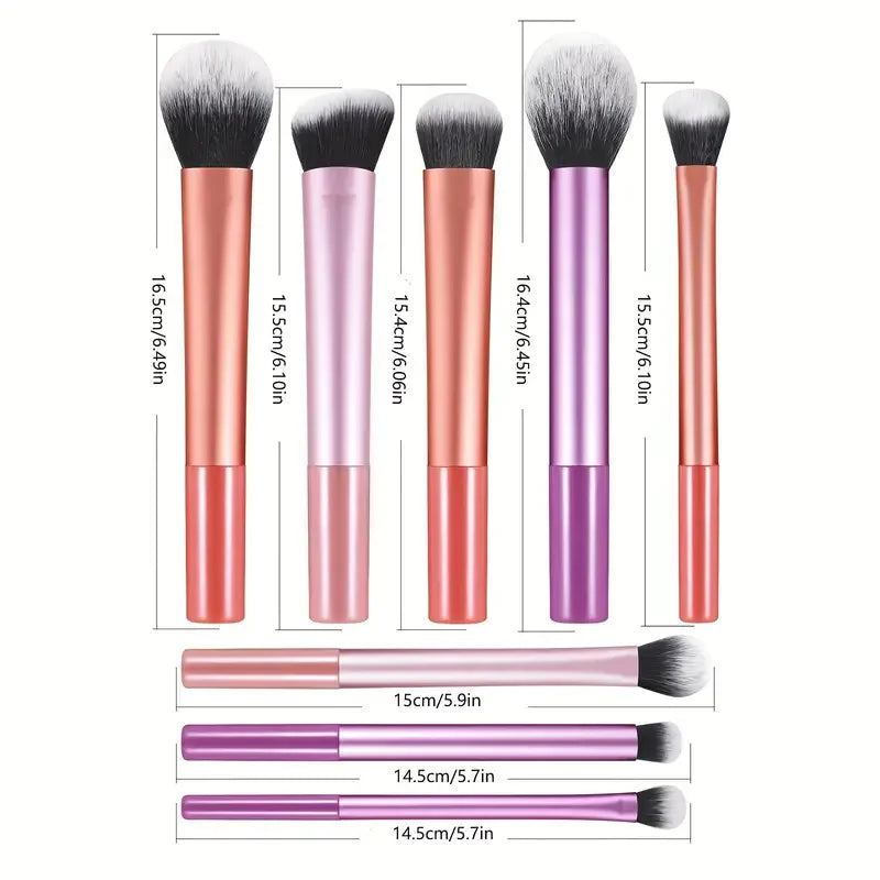 8-Piece soft Synthetic Makeup Brush Kit - A compact brush kit designed for natural looks and full glam finishes. Lightweight, soft and beginner-friendly.