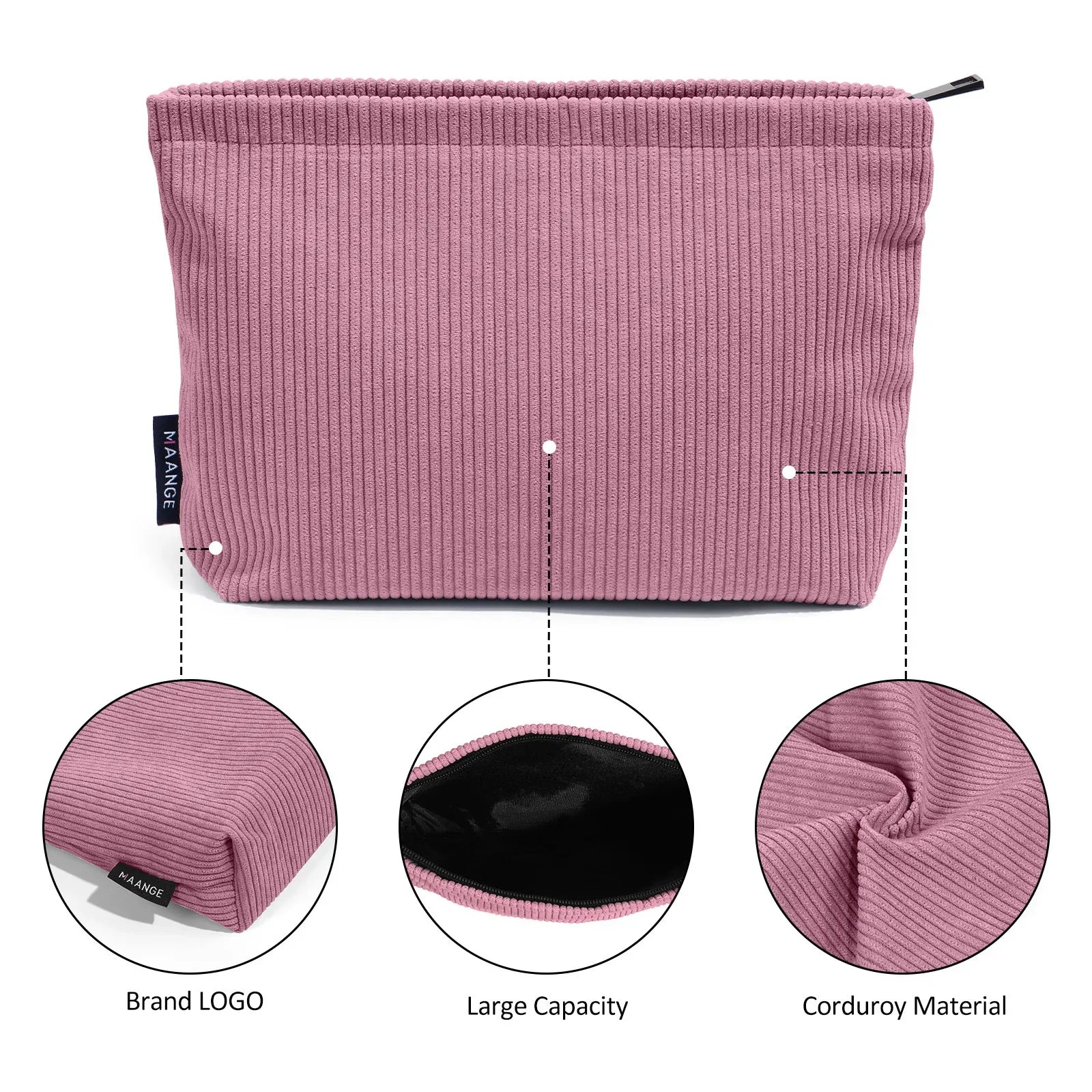 Corduroy Cosmetic Bag - Soft Travel Case A soft corduroy cosmetic bag with a stylish look and roomy interior. Ideal for storing makeup, brushes, and small skincare items. Lightweight, durable, and easy to carry for travel or daily use.