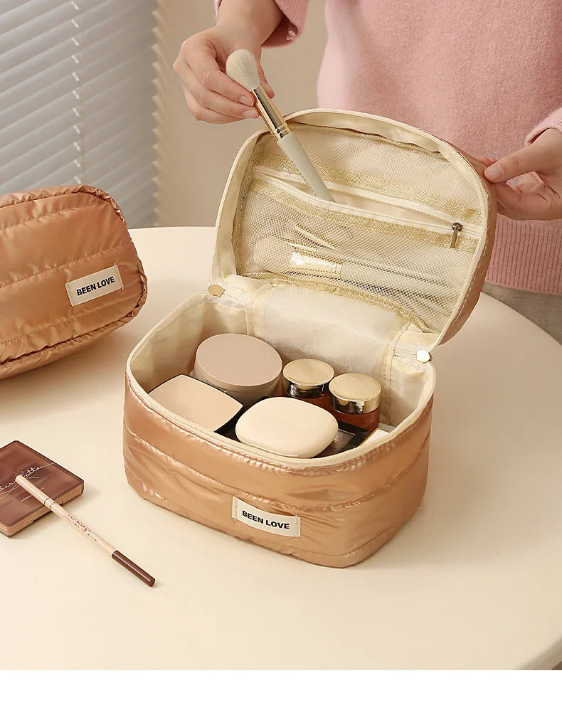 The Luxe Travel Beauty Organizer - An elegant beauty organizer with multiple compartments for easy storage. Designed to keep makeup and toiletries organized and accessible. Ideal for travel or vanity use.
