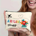 Cute Multifunctional Travel-themed Makeup Bag - A compact and stylish makeup bag designed for everyday beauty essentials. Features practical storage space with a secure zipper closure. Perfect for travel, work, or daily use.