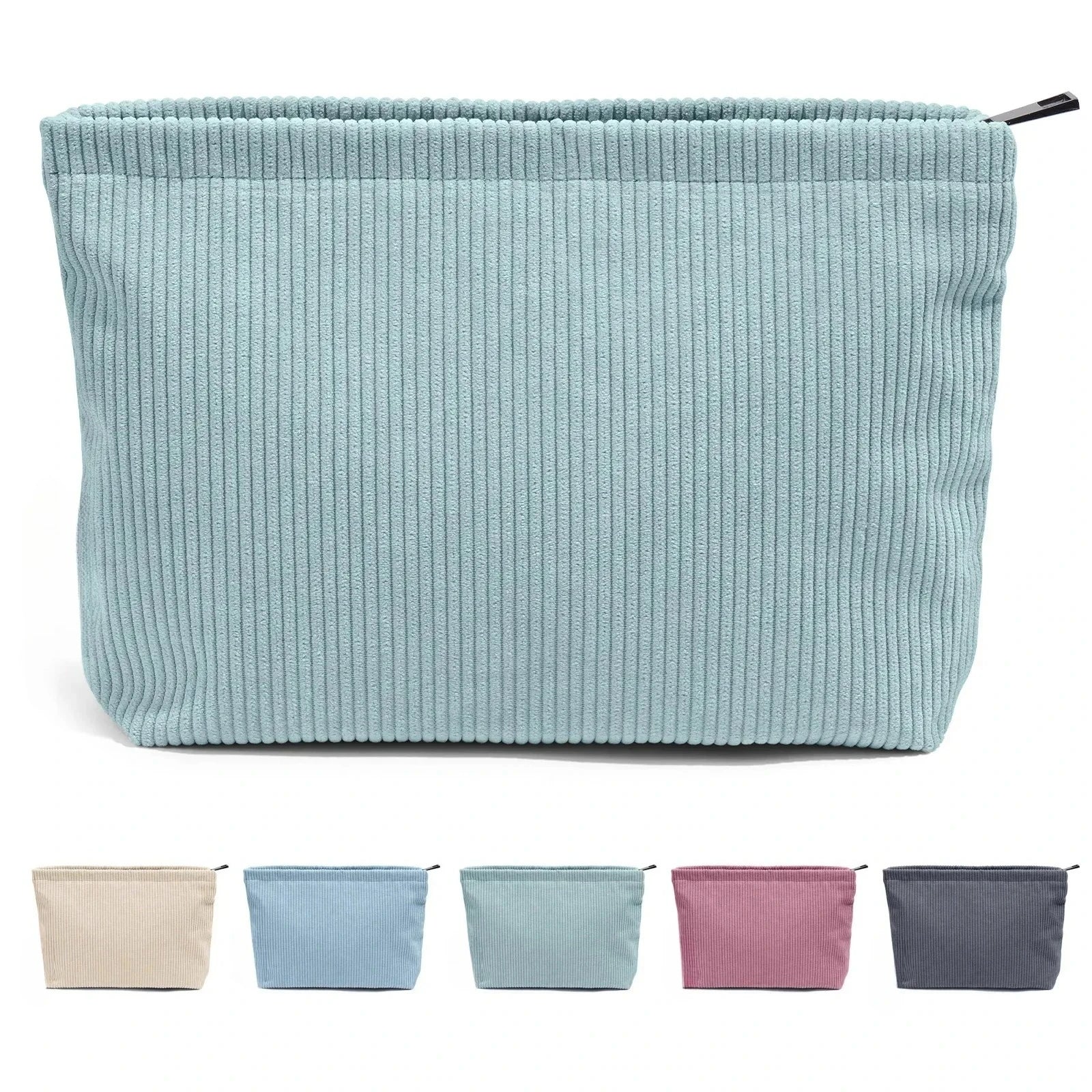 Corduroy Cosmetic Bag - Soft Travel Case A soft corduroy cosmetic bag with a stylish look and roomy interior. Ideal for storing makeup, brushes, and small skincare items. Lightweight, durable, and easy to carry for travel or daily use.