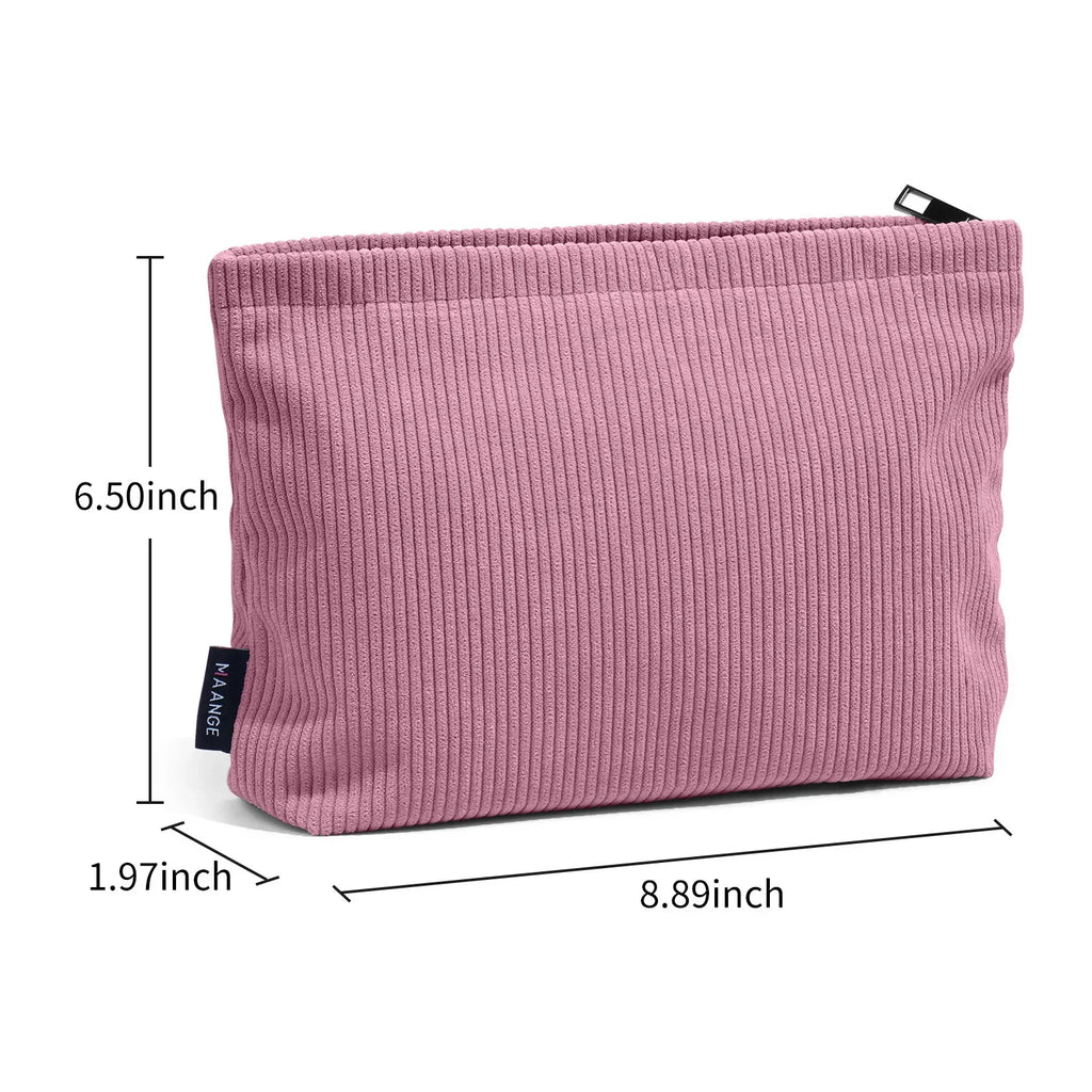 Corduroy Cosmetic Bag - Soft Travel Case A soft corduroy cosmetic bag with a stylish look and roomy interior. Ideal for storing makeup, brushes, and small skincare items. Lightweight, durable, and easy to carry for travel or daily use.