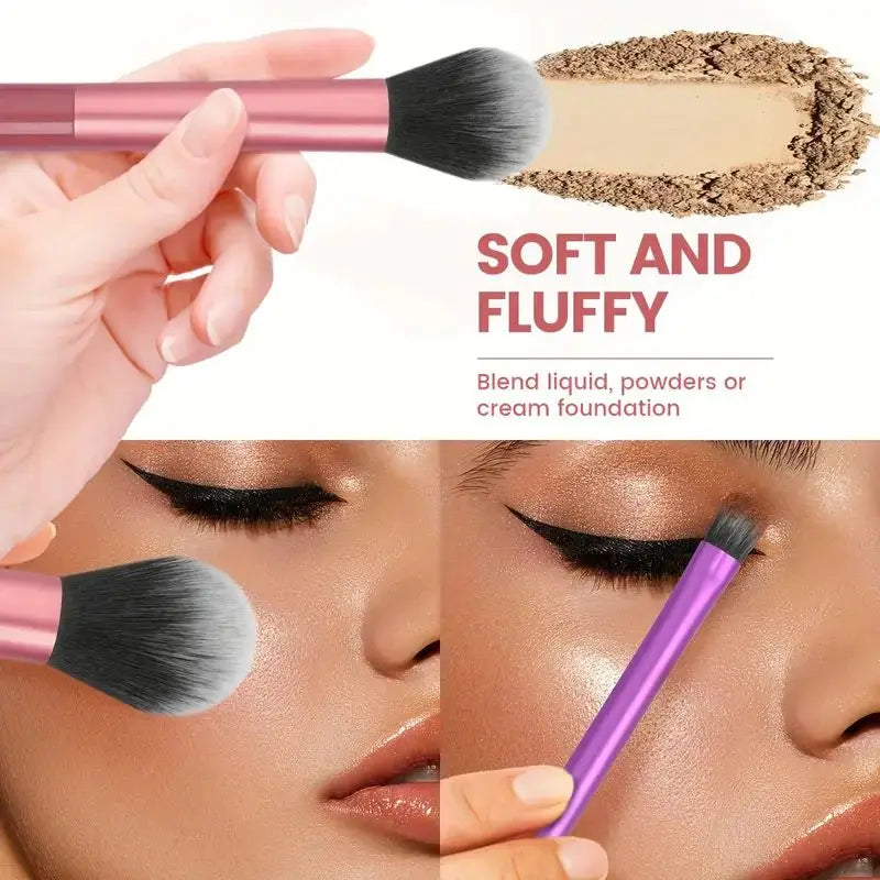 The Essential 8-Piece Brush Collection - A compact 8-piece brush set for simple and precise makeup application. Soft synthetic fibers allow easy blending and smooth finish. Lightweight and easy to clean. Great for travel or minimal makeup kits.