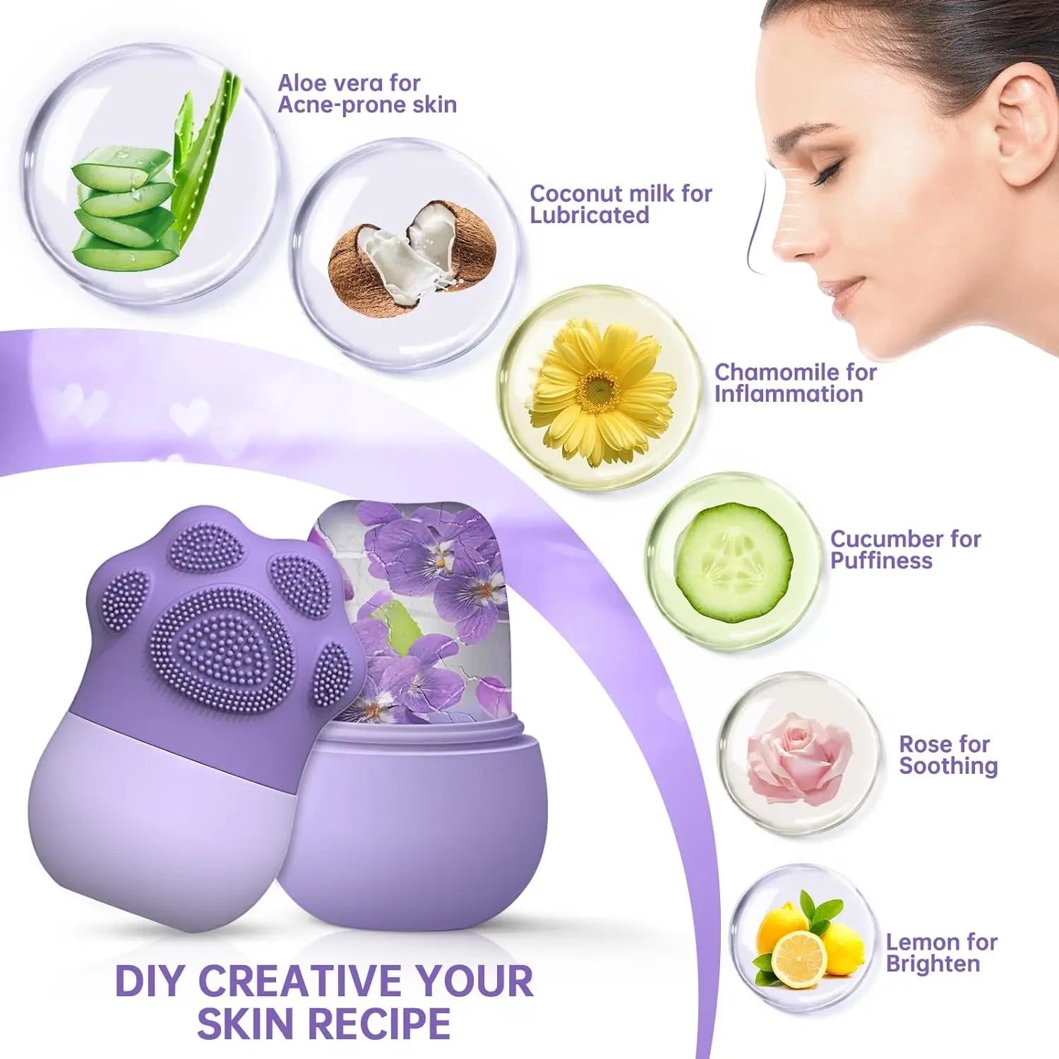 Facial Ice Roller - Skincare Tool - A reusable skincare tool that helps soothe and cool the skin. Designed to reduce facial puffiness and improve product absorption. Lightweight and easy to use at home.
