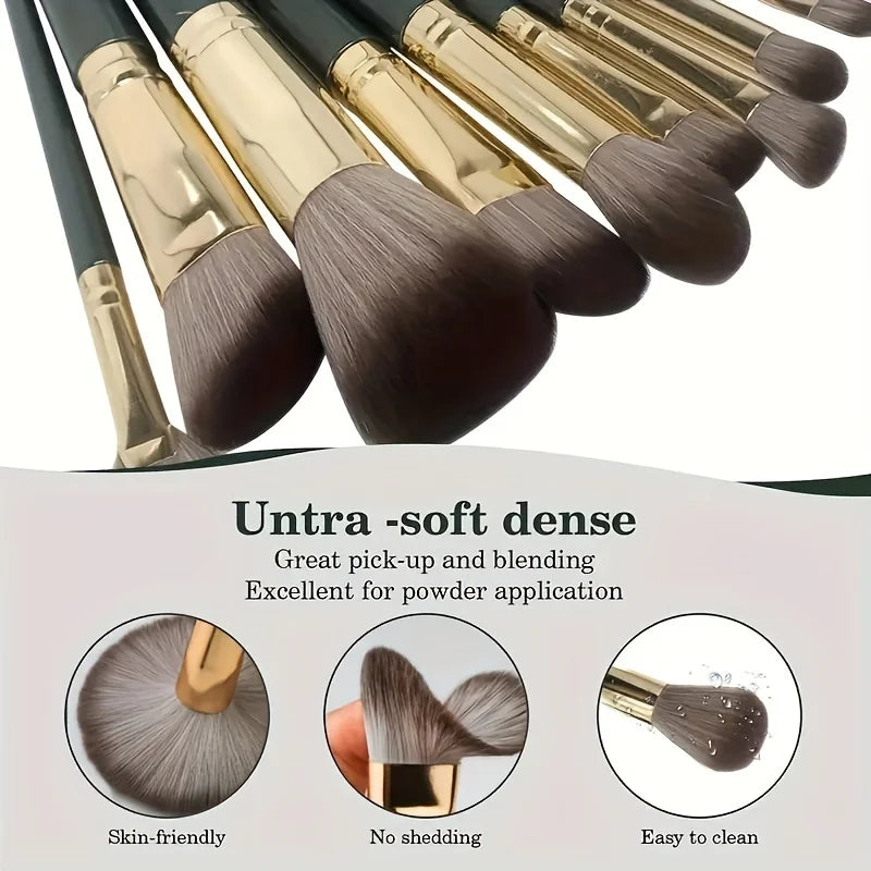 14-Piece Makeup Brush Set - Nylon Bristles - A 14-piece brush collection for foundation, contour, blush, and eye makeup. Soft nylon bristles ensure smooth blending. Comfortable handles give better grip and control. Ideal for beginners and beauty lovers.