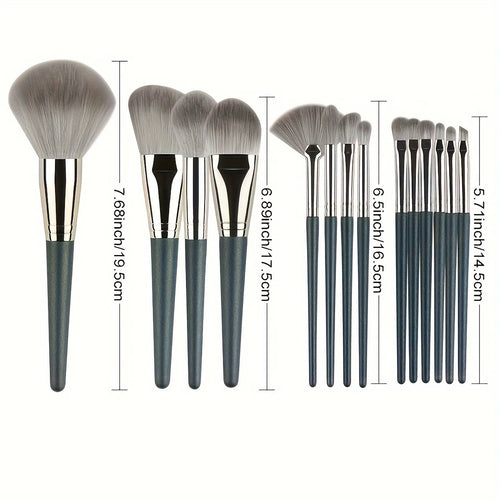 14-Piece Makeup Brush Set - Nylon Bristles - A 14-piece brush collection for foundation, contour, blush, and eye makeup. Soft nylon bristles ensure smooth blending. Comfortable handles give better grip and control. Ideal for beginners and beauty lovers.