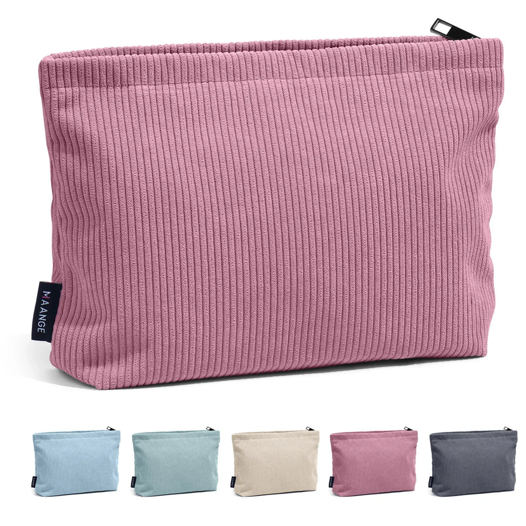 Corduroy Cosmetic Bag - Soft Travel Case A soft corduroy cosmetic bag with a stylish look and roomy interior. Ideal for storing makeup, brushes, and small skincare items. Lightweight, durable, and easy to carry for travel or daily use.