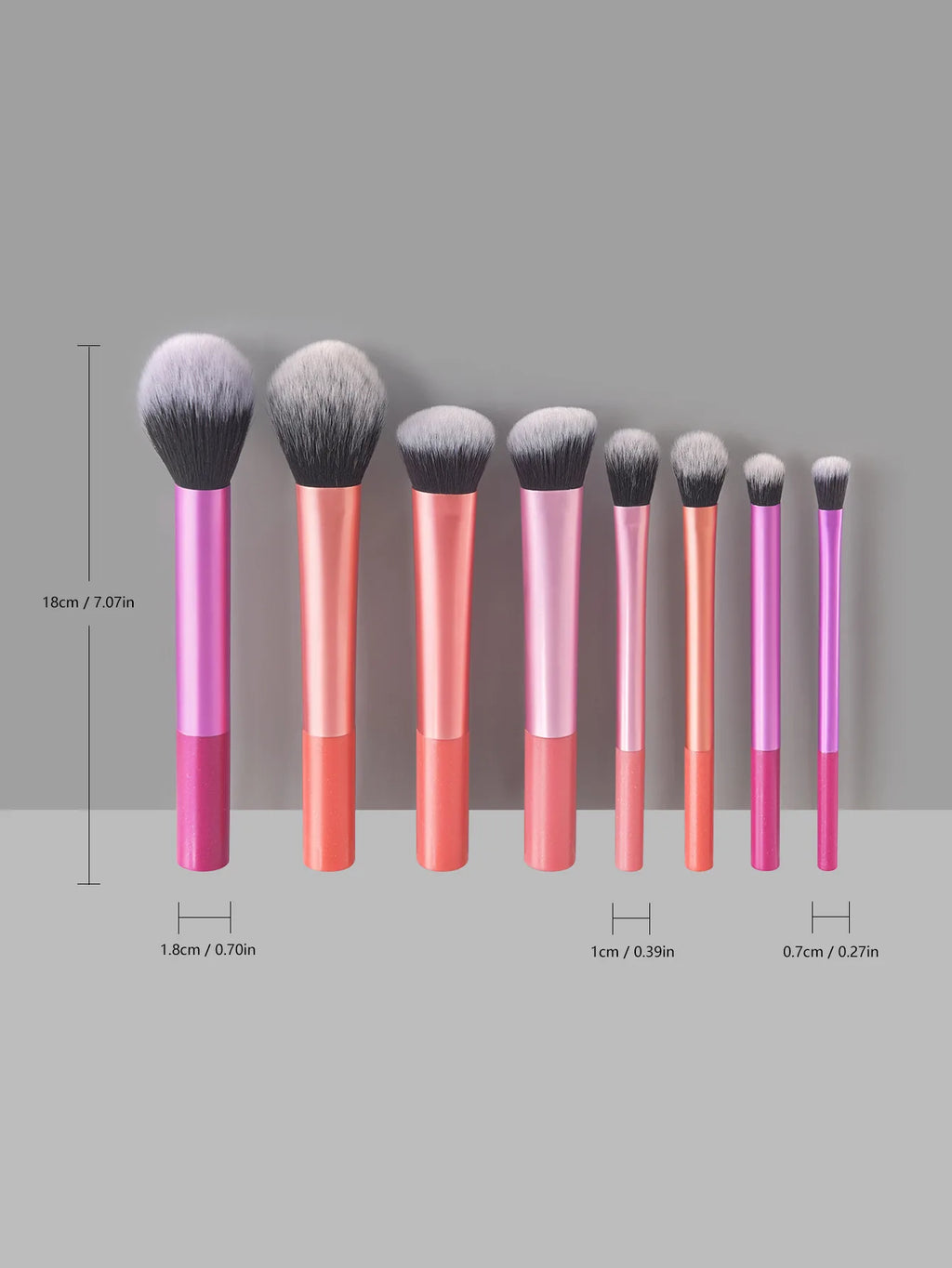 The Essential 8-Piece Brush Collection - A compact 8-piece brush set for simple and precise makeup application. Soft synthetic fibers allow easy blending and smooth finish. Lightweight and easy to clean. Great for travel or minimal makeup kits.