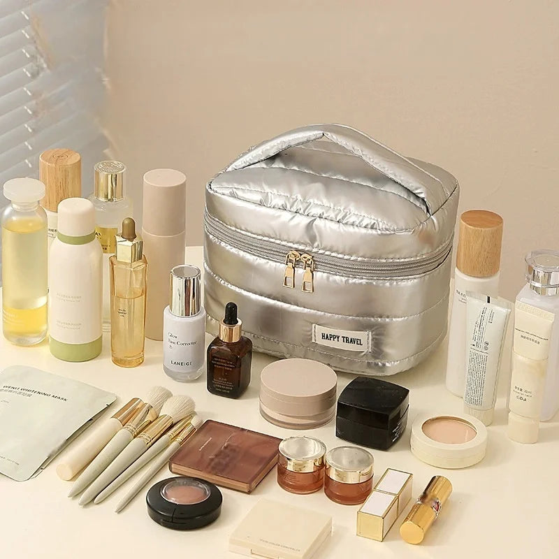 The Luxe Travel Beauty Organizer - An elegant beauty organizer with multiple compartments for easy storage. Designed to keep makeup and toiletries organized and accessible. Ideal for travel or vanity use.