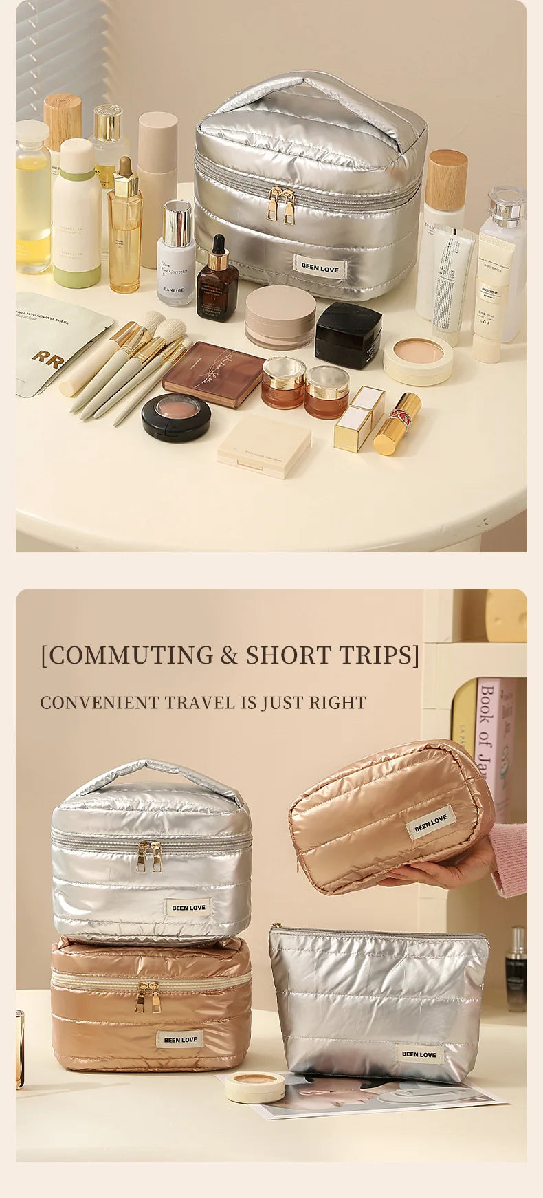The Luxe Travel Beauty Organizer - An elegant beauty organizer with multiple compartments for easy storage. Designed to keep makeup and toiletries organized and accessible. Ideal for travel or vanity use.