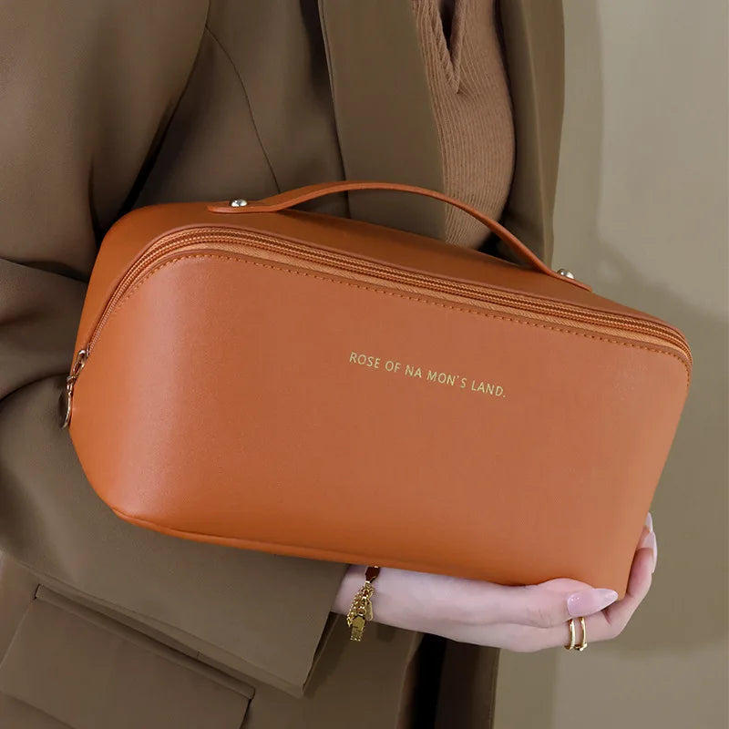 Luxury Makeup & Skincare Travel Bag - A spacious travel bag designed to hold makeup and skincare products securely. Structured design keeps items organized and protected. Perfect for trips, vacations, or everyday organization.