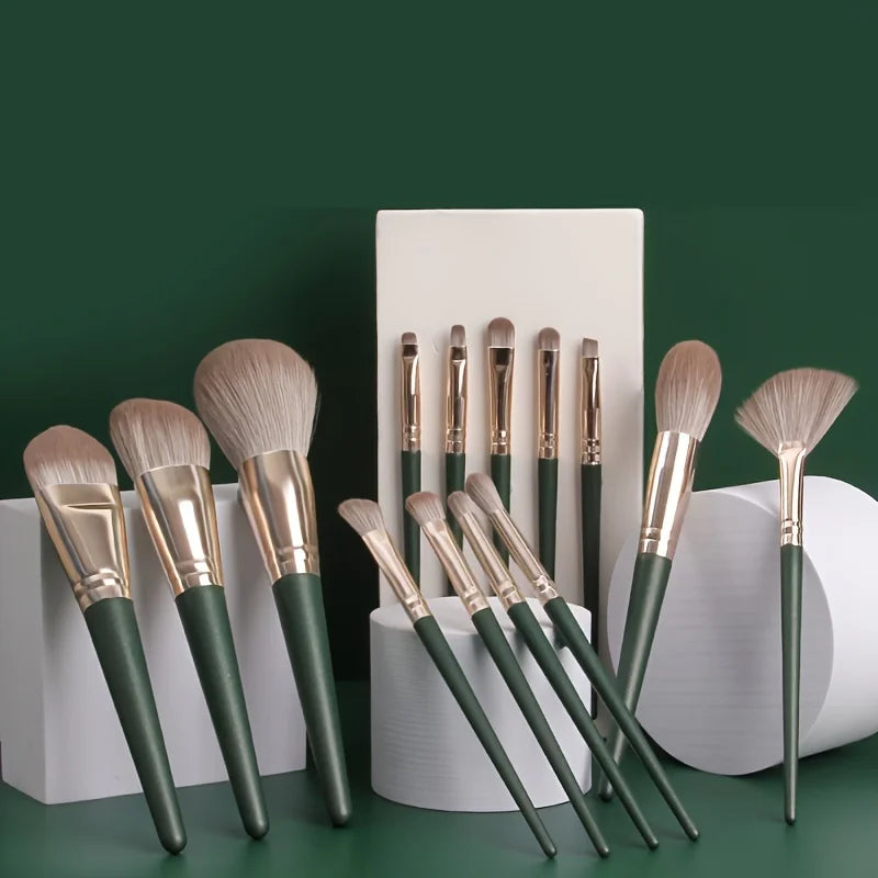 14-Piece Makeup Brush Set - Nylon Bristles - A 14-piece brush collection for foundation, contour, blush, and eye makeup. Soft nylon bristles ensure smooth blending. Comfortable handles give better grip and control. Ideal for beginners and beauty lovers.